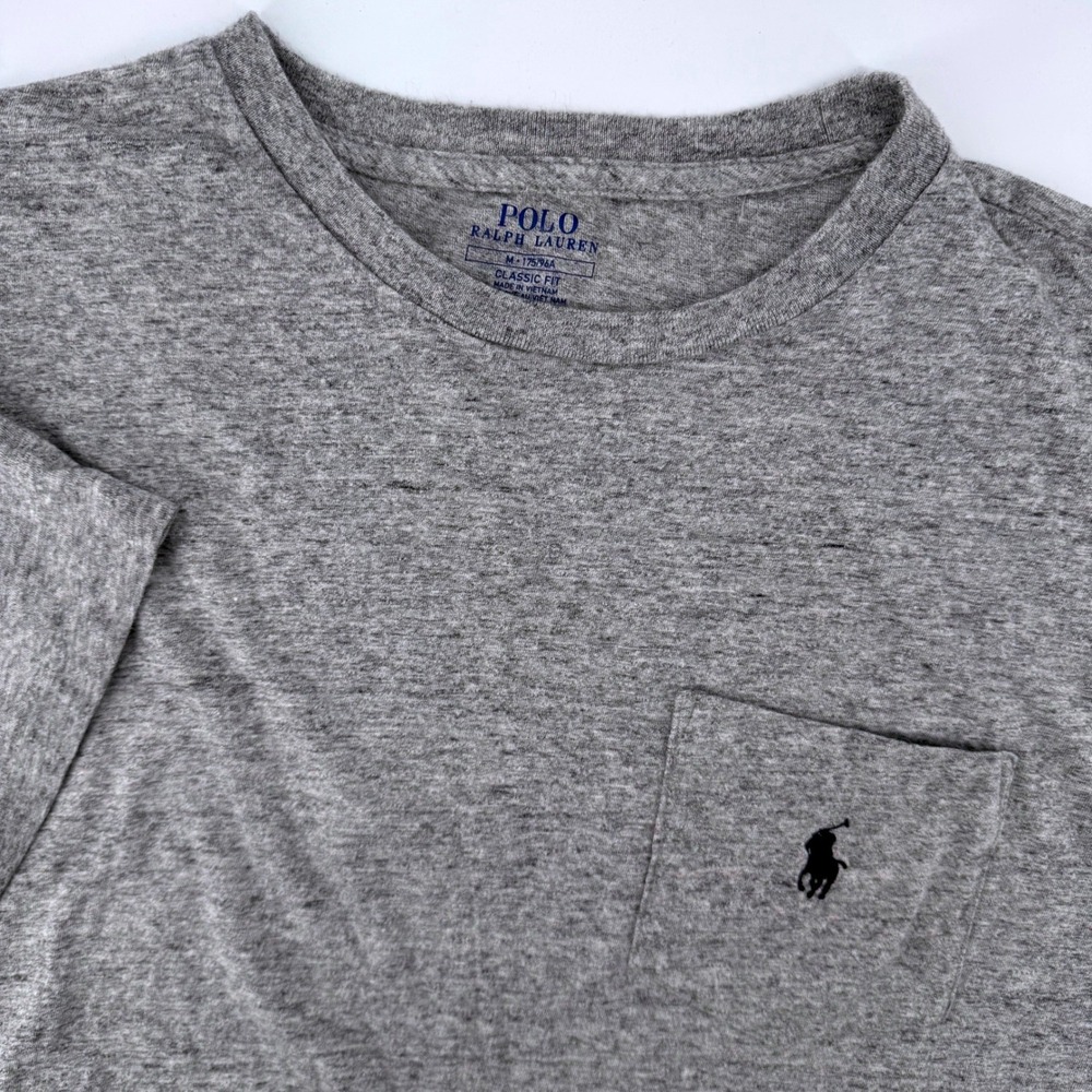 Polo Ralph‎ Lauren Pocket T-Shirt Mens Medium Grey Classic Fit Short Sleeve Tee